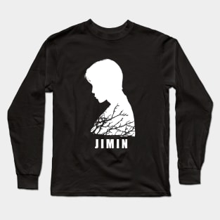 BTS Chim chim side silhouette (white and branches) | BTS Army kpop Long Sleeve T-Shirt